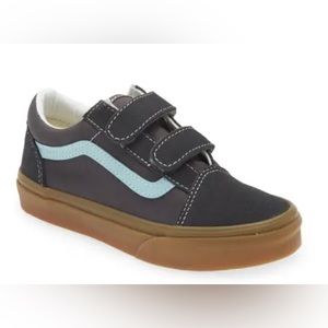 NWOT VANS Old Skool V Shoe Suede Canvas Sky Blue Tan Sole TODDLER SIZE 7